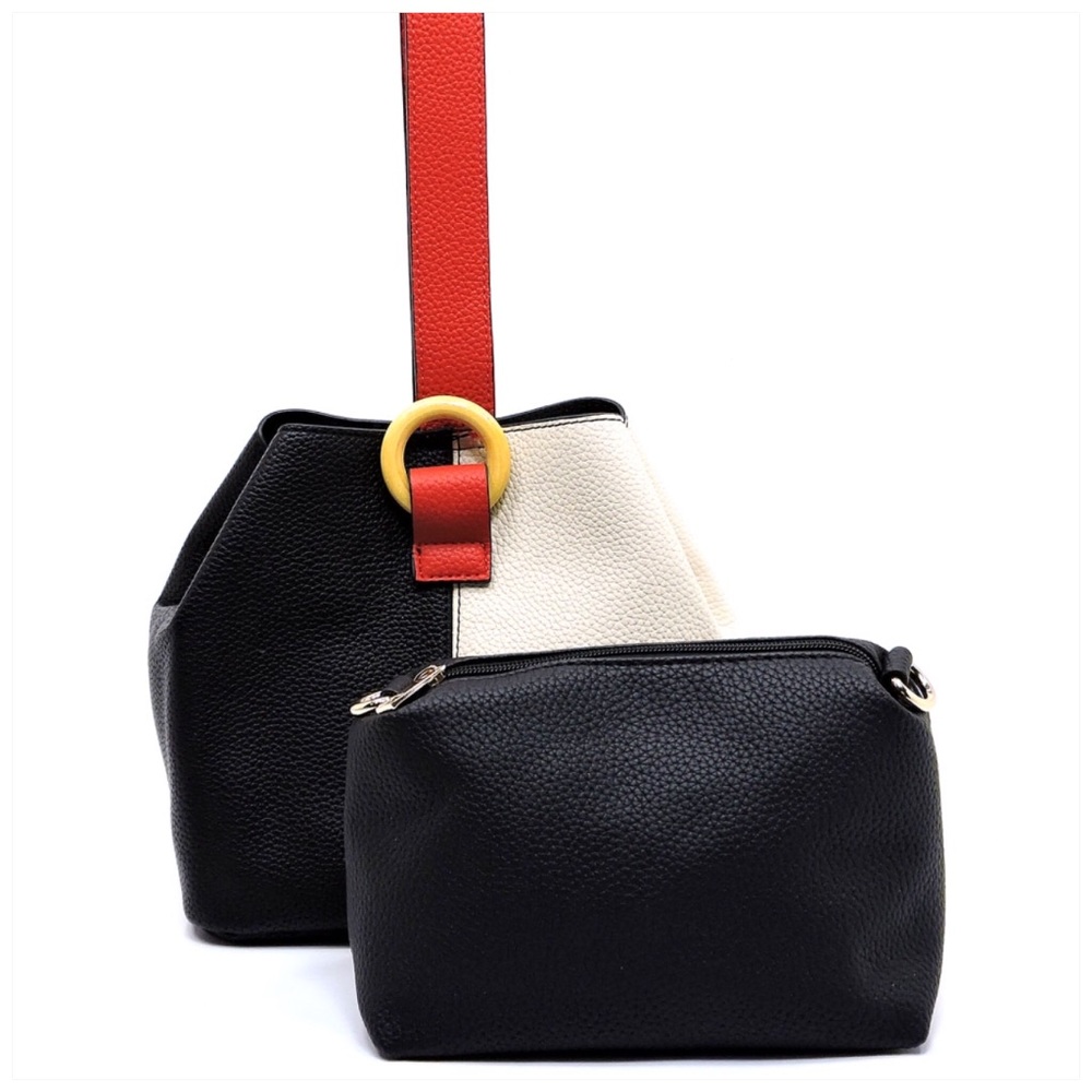 Lt. blue & White Colorblock Satchel Crossbody - Picture 4 of 5